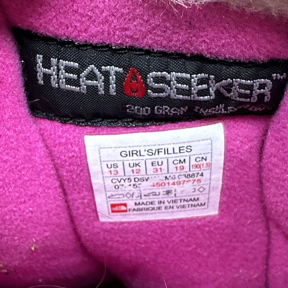 THE NORTH FACE Heat Seeker 200 Gram Insulation Boots Girls Sz 13 LaceUp Faux Fur